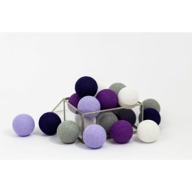Bavlněné svítící LED kuličky Cotton Balls - fialové, cotton love